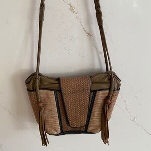 Vintage D'onofrio USA Brown Leather Handmade Crossbody Bag Purse Tassel